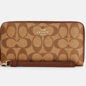 Coach Long Zip Around Wallet In Signature Canvas